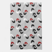 Grijs, zwart, wit, rood Boomerang Mod Retro Theedoek (Verticaal)