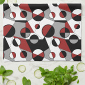 Grijs ,zwart, wit, rood Geometrische Mod Retro Theedoek (Gevouwen)