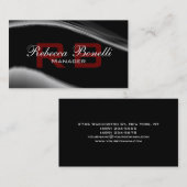 Grijs Zwart Wit Rood Monogram Visitekaartje (Voorkant / Achterkant)