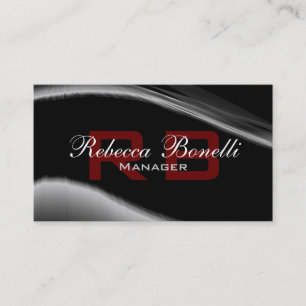 Grijs Zwart Wit Rood Monogram Visitekaartje