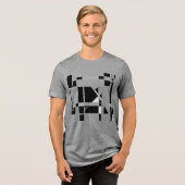 Grijs Zwart Wit Speelbord Geometrische MCM-geïnspi Tri-Blend Shirt (Voorkant volledig)
