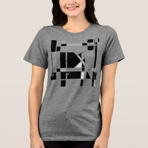 Grijs Zwart Wit Speelbord Geometrische MCM-geïnspi Tri-Blend Shirt