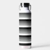 Grijs Zwart Wit Stripes Design Waterfles (Voorkant)