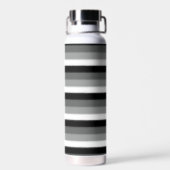 Grijs Zwart Wit Stripes Design Waterfles (Achterkant)