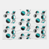 Grijs ,zwart, wit, turquoise Geometrische Mod Retr Theedoek (Horizontaal)