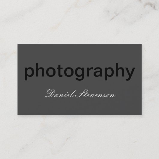 Grijs zwart-wit Visitekaartje voor standaardfotogr (Voorkant)