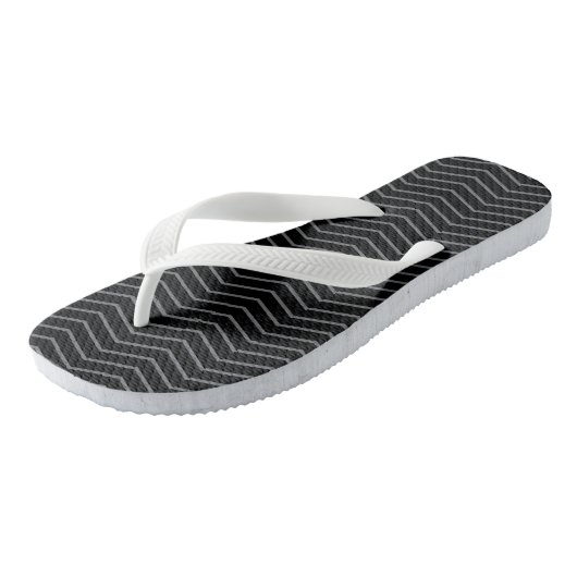 Grijs Zwart Zigzag Wave Pattern Teenslippers (Schuin)