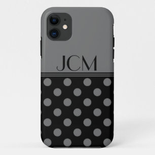 Grijs/Zwarte Stippen Monogram iPhone 11 Hoesje