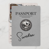 Grijs Zweeds paspoort Bewaar de datum Save The Date (Voorkant / Achterkant)