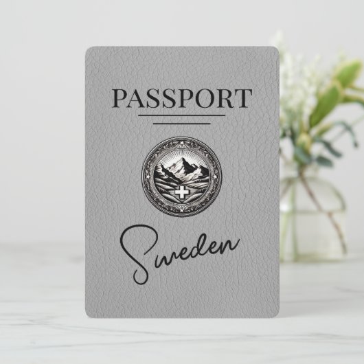 Grijs Zweeds paspoort Bewaar de datum Save The Date (Staand voorkant)