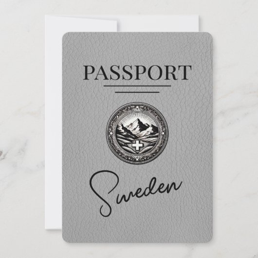 Grijs Zweeds paspoort Bewaar de datum Save The Date (Voorkant)