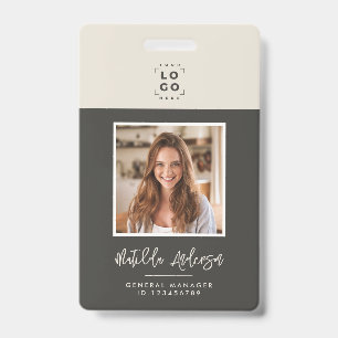 Grijsbeige QR-code moderne minimalistische foto ab Badge