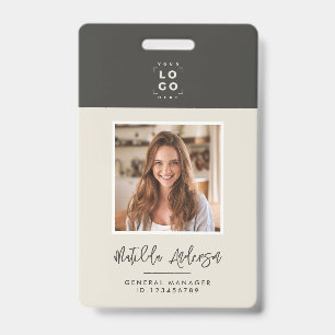Grijsbeige QR-code moderne minimalistische foto ab Badge