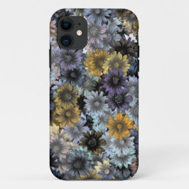 Grijsblauw bloempatroon iPhone 11 hoesje