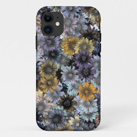 Grijsblauw bloempatroon Case-Mate iPhone case (Achterkant)