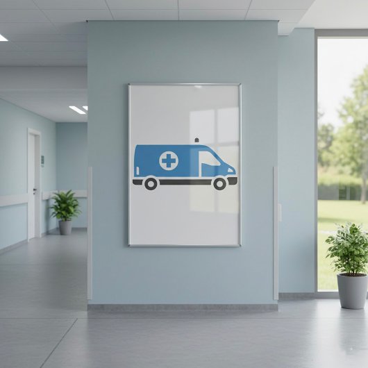 Grijsblauwe ambulanceposter poster