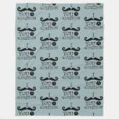 Grijsblauwe snor U een vraag Vaderdag Fleece Deken (Voorkant)