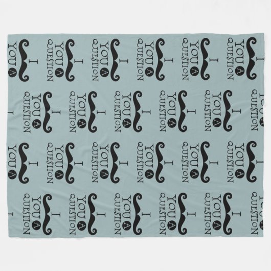 Grijsblauwe snor U een vraag Vaderdag Fleece Deken (Voorkant (Horizontaal))