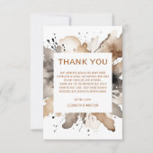 Grijsbruine Waterverf herfstbruiloft Bedankkaart (Voorkant)