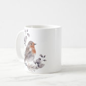 Grijsbruine Waterverf Robin Bird Coffee Mok (Voorkant links)