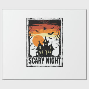 Grijselige Nacht Spokenhuis Vintage Halloween T-sh Cadeaupapier