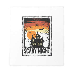 Grijselige Nacht Spokenhuis Vintage Halloween T-sh Notitieblok