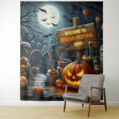 Grijselijke begraafplaats Halloween hangende achte Wandkleed (In situ)