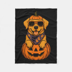 Grijsgele Labrado Retriever Pompoen Halloween Fleece Deken