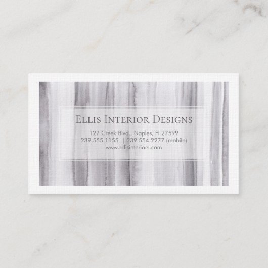 Grijsgestreepte Waterverf Visitekaartje (Achterkant)
