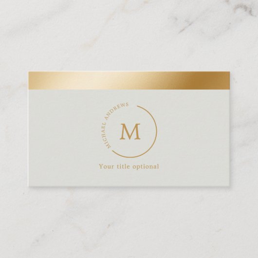 Grijsgroene goudstripe Monogramcyclus Visitekaartje (Voorkant)