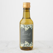Grijsgroene Snowberry+Eucalyptus Bachelorette Mini Wijn Etiket (Voorkant)
