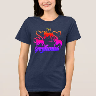 Grijshonden en harten regenboog Tri-Blend shirt