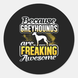 Grijshonden maken Geweldige gegrift T-shirt. Ronde Sticker