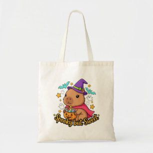Grijsig maar Schattig Capybara Heks Halloween Tote Bag
