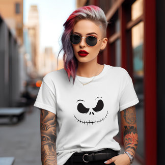 Grijsige Skelet Gezicht T-shirt