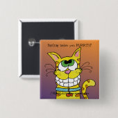 Grijskat Vierkante Button 5,1 Cm (Voorkant /achterkant)