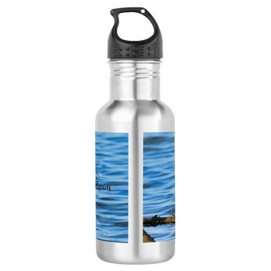 Grijskleurige heronwaterfles waterfles (Achterkant)