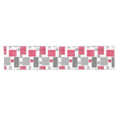 Grijsrode stip patchwork op witte achtergrond korte tafelloper (Horizontaal)