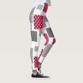 Grijsrode stip patchwork op witte achtergrond leggings (Rechts)