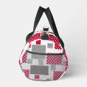 Grijsrode stip patchwork op witte achtergrond plunjezak (Rechts)