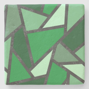 Grijsschaduw van groen gekleurd glas stenen onderzetter