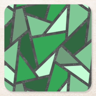 Grijsschaduw van groen gekleurd glas vierkante kartonnen onderzetter
