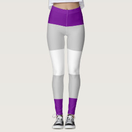 GrijsSeksuele Vlag Paarse Grijs Wit Gestreept LGBT Leggings