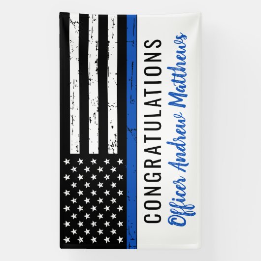 Grijsveeg van de Thin Blue Line Police Academy Spandoek (Verticaal)