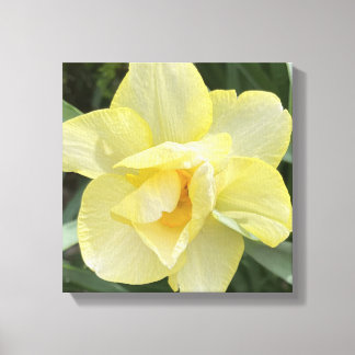 grijsvooréén dag Geel bloemmotief Canvas Afdruk