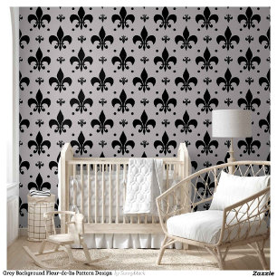 Grijze Achtergrond Fleur-de-lis Patroonontwerp Behang