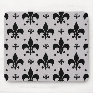 Grijze Achtergrond Fleur-de-lis Patroonontwerp Muismat