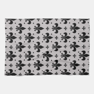 Grijze Achtergrond Fleur-de-lis Patroonontwerp Theedoek