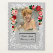 Grijze achtergrond Meisje Mode Modern Elegant Planner (Voorkant)