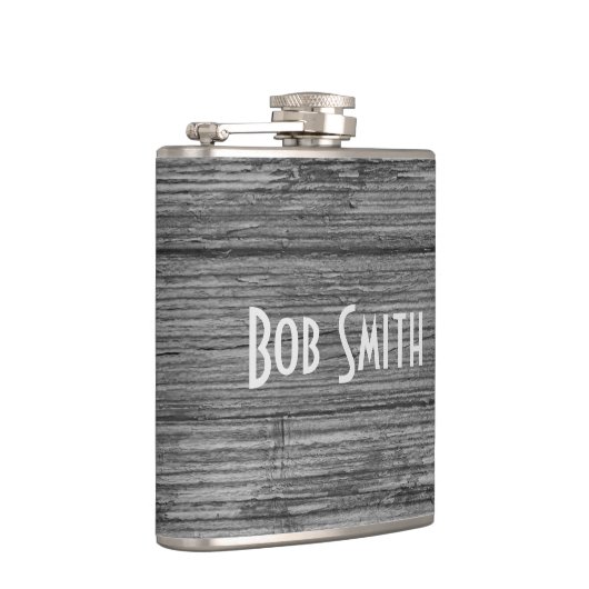 grijze achtergrond van hout heupfles (Rechts)